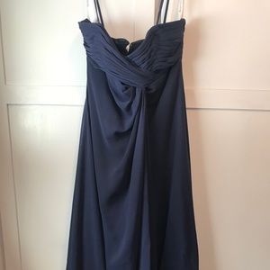 David’s Bridal Chiffon Navy Dress